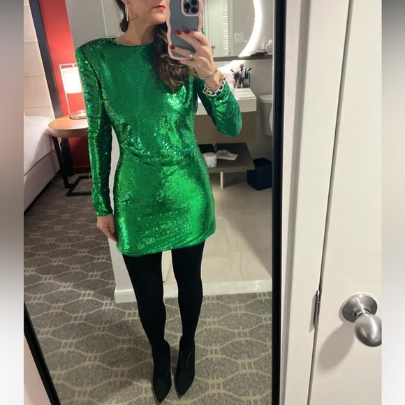 BARDOT Alessia Sequin Mini Dress in Bright Green Size 12 - Picture 9 of 12